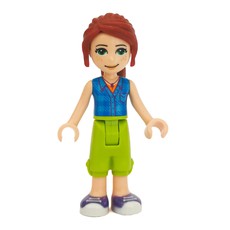 Mia - Blue Plaid Shirt, Lime Trousers (fig-002637)
