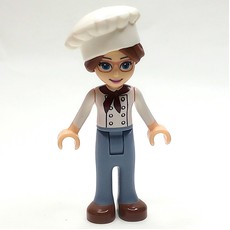 Lillie - White Jacket, Sand Blue Trousers, Chef's Hat (fig-002662)