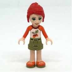 Mia - White/Orange Top, Olive Green Skirt (fig-002670)