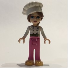 Lillie - White Jacket, Dark Pink Trousers, Chef's Hat (fig-002706)