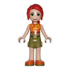 Mia - Orange Top, Olive Green Skirt (fig-002709)