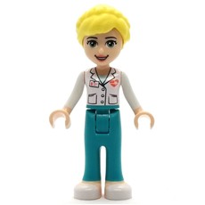 Dr. Maria - White Lab Coat, Dark Turquoise Trousers (fig-002716)