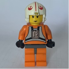 Luke Skywalker, Orange Rebel Pilot Outfit, Yellow Skin, Dark Bluish Gray Hips (3626b Head) (fig-003527)