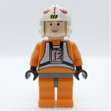 Luke Skywalker, Orange Rebel Pilot Outfit, Dark Bluish Gray Hips, Black Eyes (fig-003538)