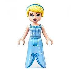Cinderella - Bright Light Blue Dress, White Under-Dress - Thick Hinge (fig-003598)
