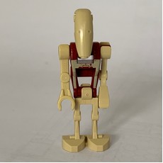 Battle Droid Security, Dark Red Torso with Tan Print and Three Red Dots, One Bent Arm, One Straight Arm (fig-003704)