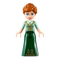 Anna - Sand Green and Dark Green Dress, Closed Mouth (fig-003751)