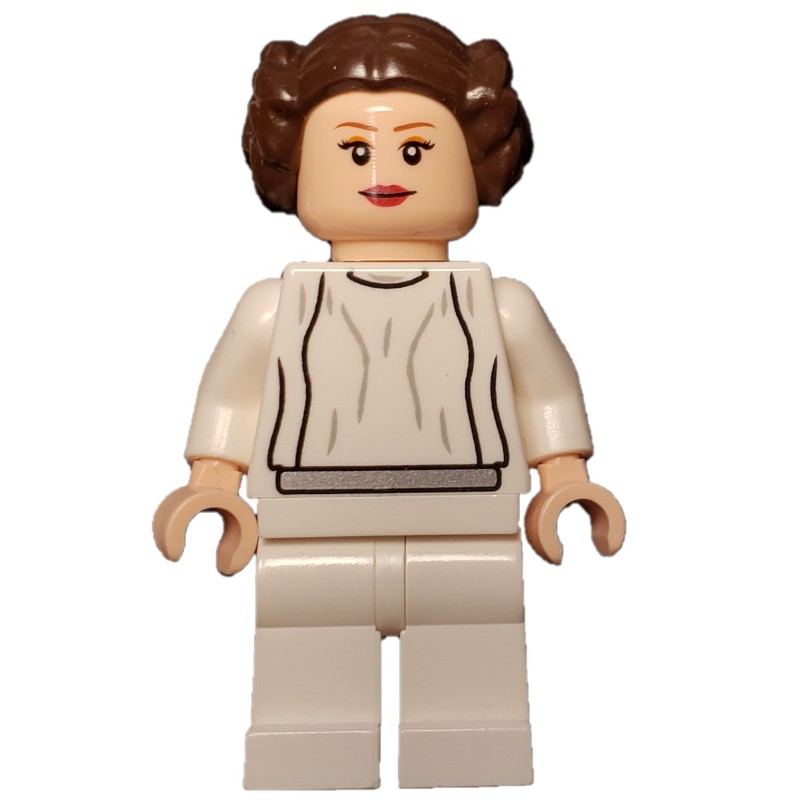 LEGO Set fig-003757 Princess Leia, White Robe, Dark Brown Hair, Plain ...