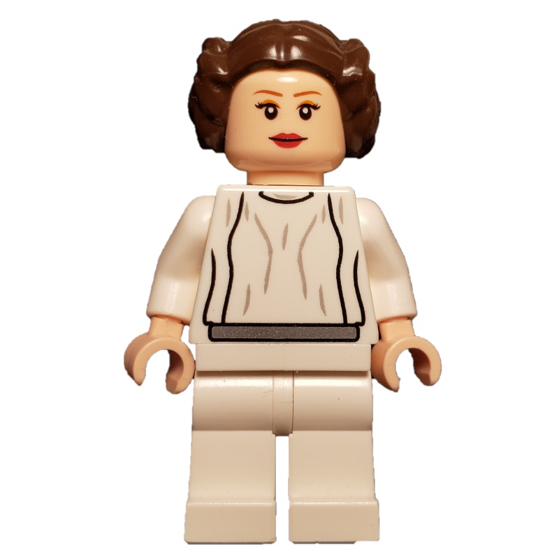 LEGO Set fig-003757 Princess Leia, White Robe, Dark Brown Hair, Plain ...