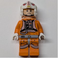 Luke Skywalker, Orange Rebel Pilot Outfit, Light Bluish Gray Hips, White Hands, Visor on Both Sides of Head (fig-004077)