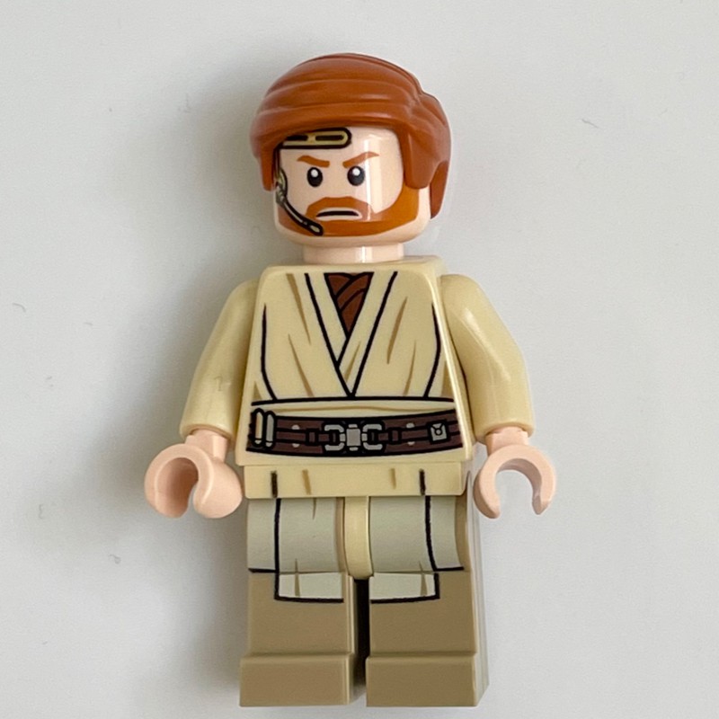 Lego Set Fig-004185 Obi-wan Kenobi, Dark Tan Printed Legs, Headset 