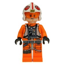 Luke Skywalker, Orange Rebel Pilot Outfit, Light Bluish Gray Hips, Black Hands, Helmet with Visor (fig-004319)