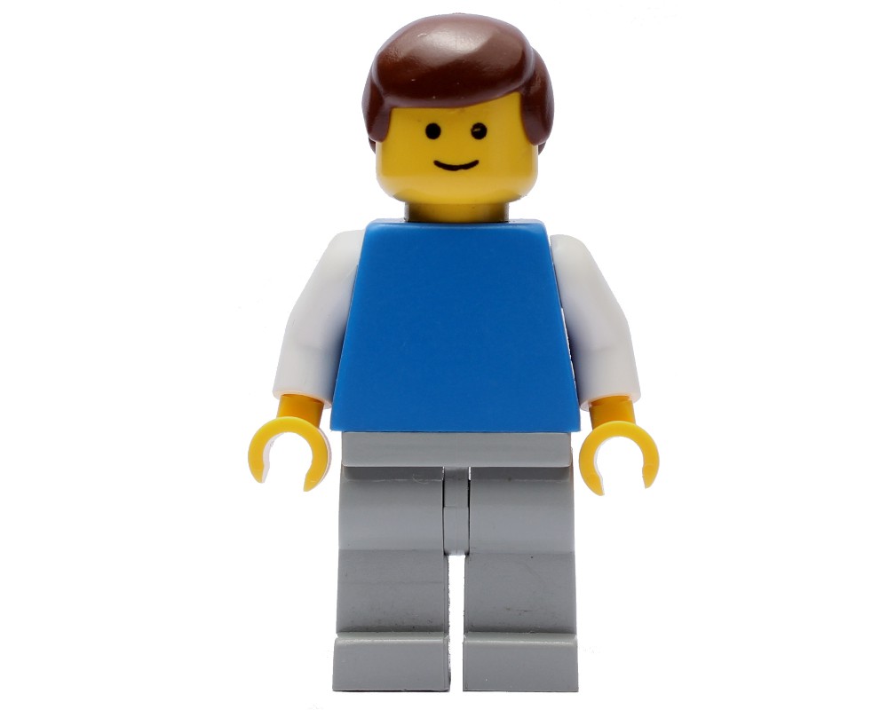 LEGO Set fig-004385 Man - Blue Shirt, White Arm, Light Gray Legs (1993 ...