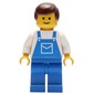 White Torso, Blue Overalls, Brown Hair (3626b Head)