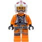 Luke Skywalker, Orange Rebel Pilot Outfit, Light Bluish Gray Hips, Black Hands, Printed Visor