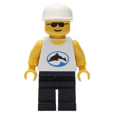 Man - Sunglasses, White Torso with Dolphin, Black Legs, White Cap (fig-004458)