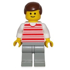 Man - Red/White Striped Shirt, White Arms, Light gray Legs (fig-004462)