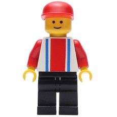 Man - White Torso with Blue/Red Stripes, Black Legs, Red Cap (fig-004473)