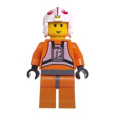 Luke Skywalker, Orange Rebel Pilot Outfit, Yellow Skin, Dark Bluish Gray Hips (3626c Head) (fig-004481)
