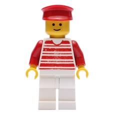 Man - Red/White Striped Shirt, Red Arms, White Legs, Red Hat (fig-004690)