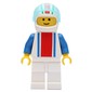 Racer - White Torso with Red/Blue Stripes, White Legs, White Helmet