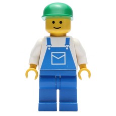 Man - White Torso, Blue Overall, Green Cap (fig-004693)