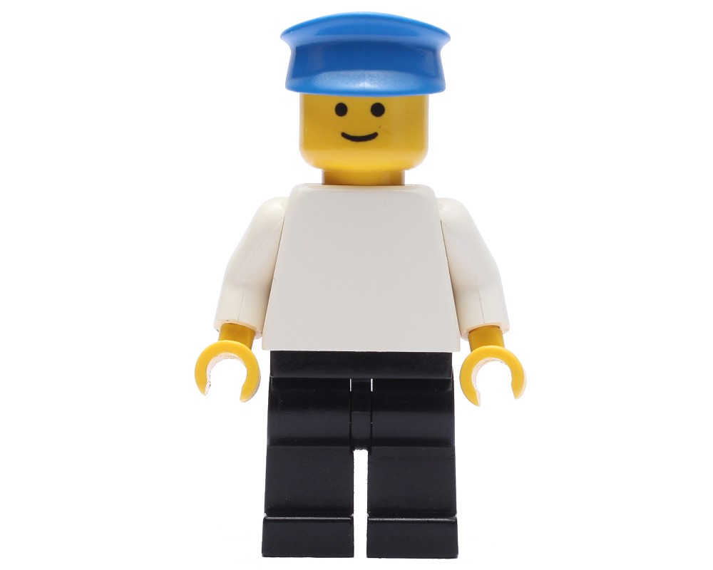 LEGO Set fig-004695 Man - White Torso, Black Legs, Blue Cap ...