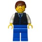 Man, Black Jacket, White Arms. Blue Legs