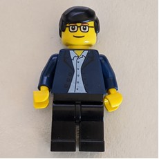 Man - Dark Blue Jacket, Black Legs, Glasses (fig-004781)