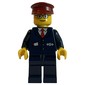 Train Conductor - Dark Blue Jacket, Dark Blue Legs, Dark Red Hat, Glasses (3626b head)