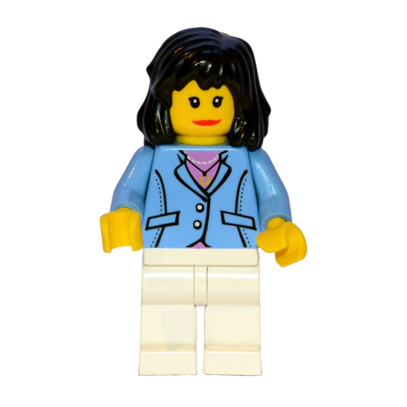 LEGO Set fig-004784 Woman - Medium Blue Jacket, White Legs ...