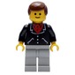 Man, Black Jacket over Red Shirt, Light Gray Legs, Brown Hair (3626b Head)