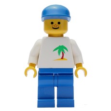 Man - White Torso with Palmtree, Blue Legs, Blue Cap (fig-004803)