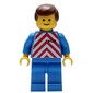 Train Worker - Red/White Shirt, Blue Legs, Brown Hair (3626b Head)