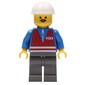 Train Worker - Red Vest, Dark Gray Legs, White Helmet, Moustache