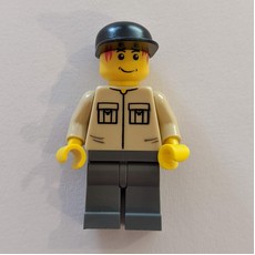 Man - Tan Shirt, Dark Bluish Gary Legs, Black Cap (fig-004816)