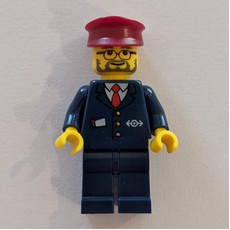 Conductor - Dark Blue Jacket, Dark Blue Legs, Dark Red Hat, Glasses, Beard (fig-004817)