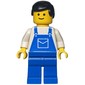 Man, Blue Overalls, Black Hair (3626b Head)