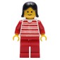 Woman - Red and White Striped Shirt, Red Legs, Black Hair (3626b Head)
