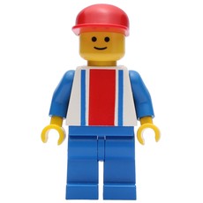 Man - White Torso with Blue/Red Stripes, Blue Legs, Red Cap (fig-004829)