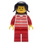 Woman - Red/White Striped Shirt, Red Arms, Red Legs, Brown Backpack