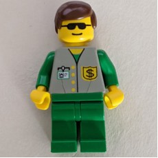 Bank Employee - Gray Vest, Green Legs, Sunglasses (fig-004904)