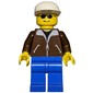 Man - Brown Jacket, Blue Legs, White Cap