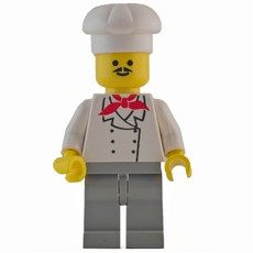 Chef - White Torso, Light Gray Legs, Moustache (fig-004942)