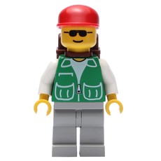 Man, Green Jacket, Light Grey Legs, Sunglasses, Brown Backpack (fig-004946)