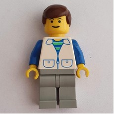 Man - White Jacket, Blue Arms, Light Gray Legs (fig-004960)