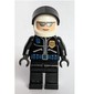 Policeman with Zipped Jacket with Gold Badge, and White Helmet with Black Visor