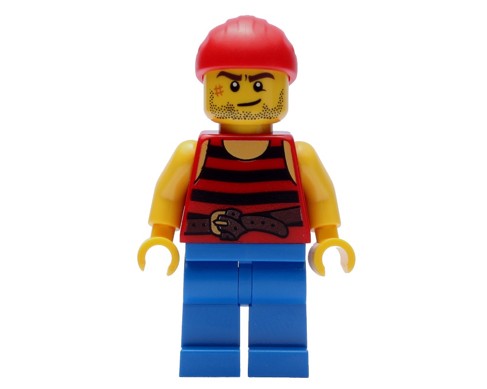 LEGO Set fig-005087 Pirate - Red/Black Stripes, Blue Legs, Red Bandana ...