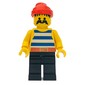 Pirate - Blue Stripes, Black Legs, Red Bandana