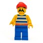 Pirate - Blue Stripes, Blue Legs, Red Bandana, Gold Belt Buckle, 3626b